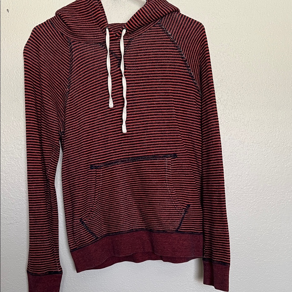 J. Crew Red and Black Striped Hoodie Sweatshirt 🚨 LAST CHANCE